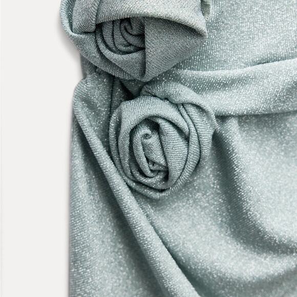 ZARA METALLIC THREAD DRESS WITH RAISED FLOWERS - Picture 12 of 12